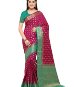 Violet woven art silk saree with blouse