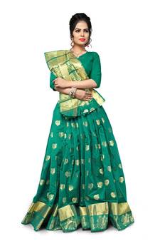 Green woven banarasi saree with blouse