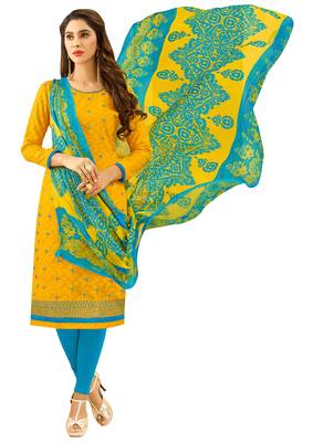 Yellow Embroidered Jacquard Salwar 1