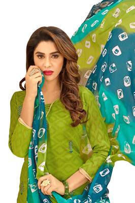 Green Embroidered Jacquard Salwar 2