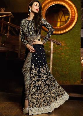 Black  Embroidery Work  Salwar Kameez With Dupatta 1