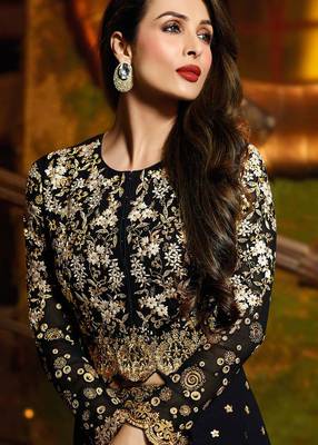Black  Embroidery Work  Salwar Kameez With Dupatta 5