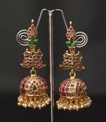 Ethnic matt finish gold plated jhumka earring