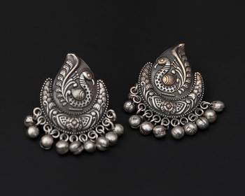 Tribal german silver jhumka earring 1