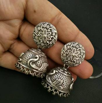 Tribal german silver jhumka earring 1