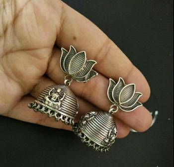Tribal german silver jhumka earring 1