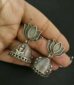 Tribal german silver jhumka earring
