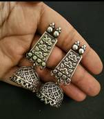 Tribal german silver jhumka earring