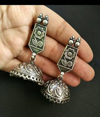 Tribal german silver jhumka earring 1