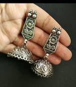 Tribal german silver jhumka earring