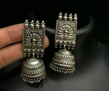 Tribal german silver jhumka earring 1