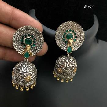 Tribal german silver jhumka earring 1