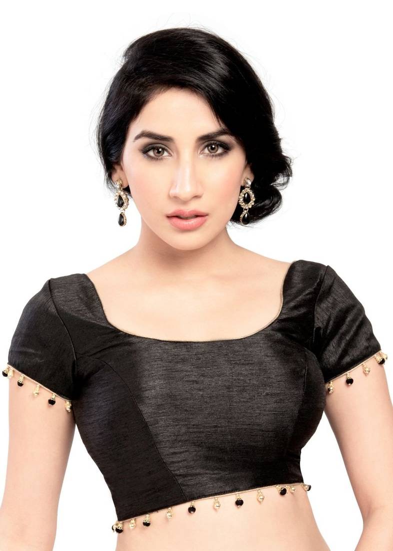 black banglore silk beads work blouse fabric