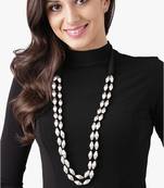 Silver Dholki Beads Two Line Elaichi Mala Necklace