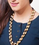 Gold Dholki Beads Double Elaichi Mala Necklace