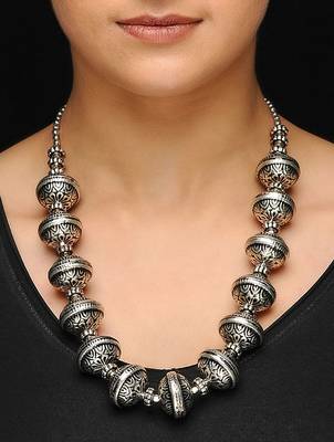 Silver Oxidized Big Beads Necklace 1