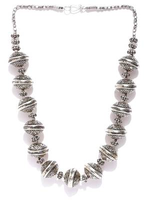 Silver Oxidized Big Beads Necklace 2