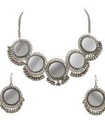 Silver Mirror And Ghungroo Necklace Set