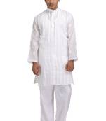 Ada Hand Embroidered Peach Cotton Lucknow Chikankari Men's Kurta