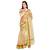 Beige Plain Pure Cotton Saree With Blouse