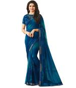 Blue plain georgette saree with blouse