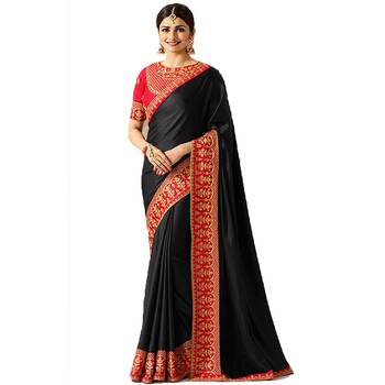 Black embroidered  saree with blouse 1