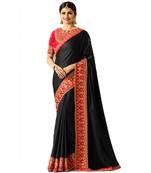 Black embroidered  saree with blouse