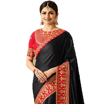 Black embroidered  saree with blouse 2