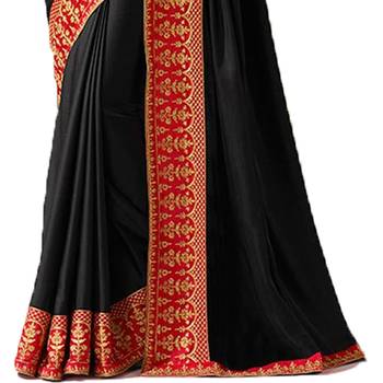 Black embroidered  saree with blouse 3