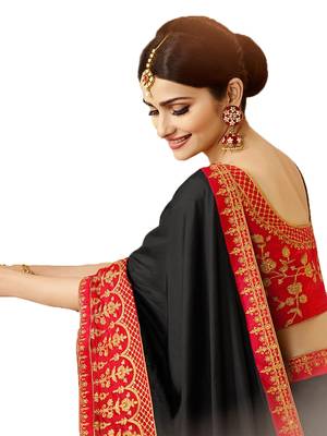 Black embroidered  saree with blouse 4