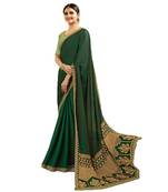 Sea green embroidered  saree with blouse