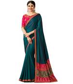 Sea green embroidered  saree with blouse