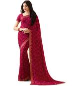 Pink printed georgette saree with blouse