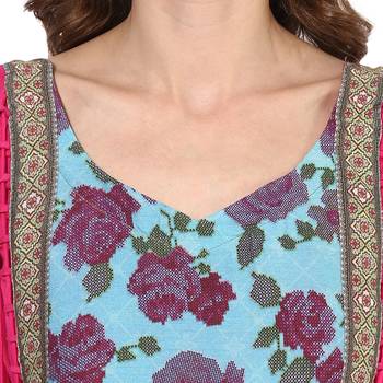 Pink rayon digital prints dual layer long anarkali kurti 5