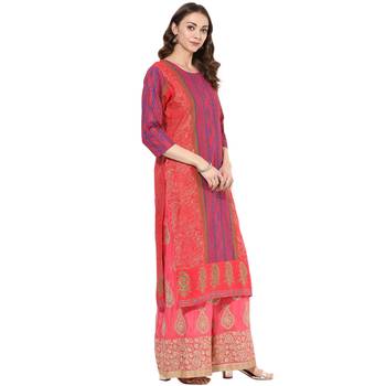 Multicolored cotton block prints long straight kurti 2