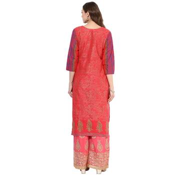 Multicolored cotton block prints long straight kurti 4