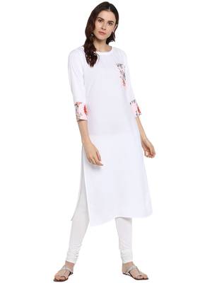 White printed crepe kurta 1