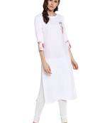 White printed crepe kurta