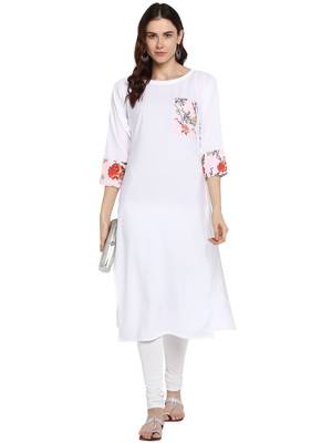 White printed crepe kurta 2