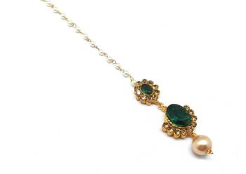 Small Size Maang Tikka With Crystal & Pearl 1