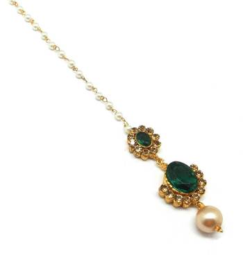 Small Size Maang Tikka With Crystal & Pearl 2