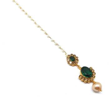 Small Size Maang Tikka With Crystal & Pearl 3