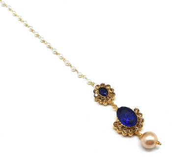 Small Size Maang Tikka With Crystal & Pearl 1