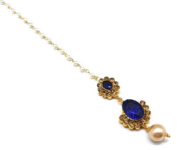Small Size Maang Tikka With Crystal & Pearl 2
