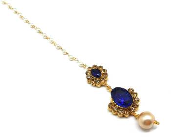 Small Size Maang Tikka With Crystal & Pearl 3