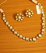 Single Line Kundan Polki Meenakari Necklace Set