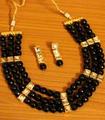 Black Onyx Kundan Meenakari Necklace Set