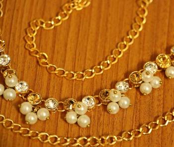 Single Line Golden  and  White Kundan Polki Waistbelt 2