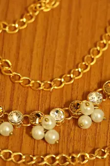 Single Line Golden  and  White Kundan Polki Waistbelt