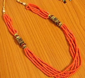 Orange Peach Antique Look Necklace 1